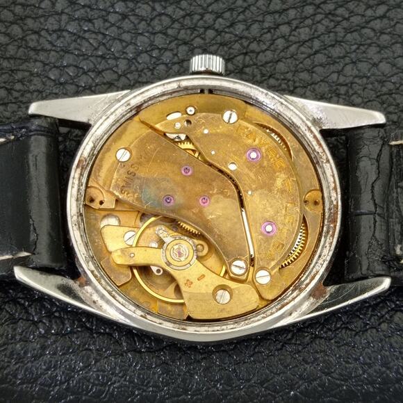 Vintage 1980 Favre Leuba Manual Mens Silver Watch W/Leather Strap - Picture 9 of 9